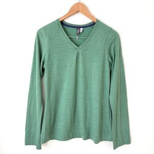 Ibex 100% Merino Wool Long Sleeve Top V-Neck Womens Size M Base Layer Skiing